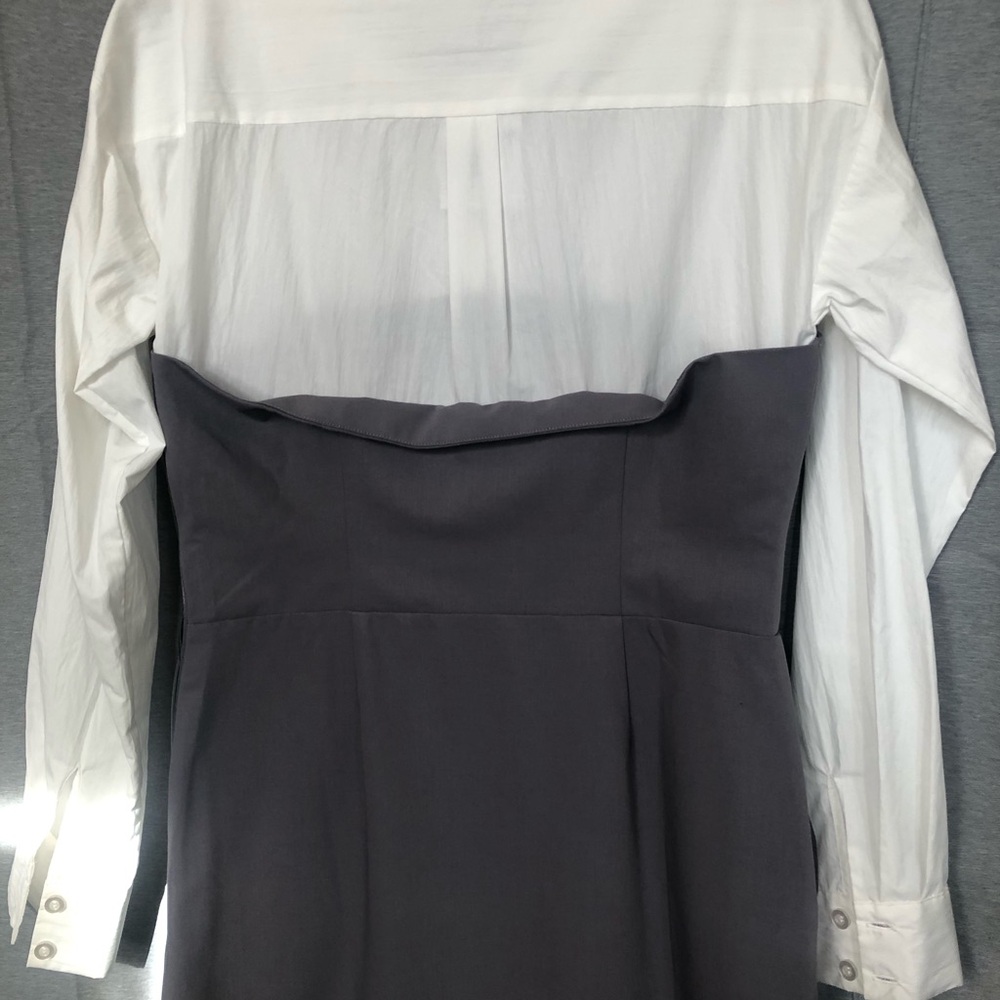 NWT! Forever 21 White Blouse with Charcoal Bustier Overlay dress